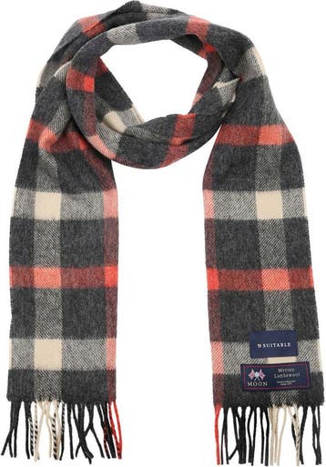 Suitable Sjaal Ruit Merino Wol Rood Grijs maat  Heren, Verzenden, Nieuw, Suitable