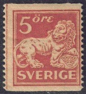 Suède 1920/1924 - 5 Ø orange-brun debout 13 vertical - Yvert