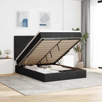 vidaXL Ottoman bed met matrassen 140x200cm fluweel zwart, Verzenden, Nieuw