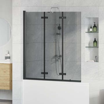 vidaXL Vouwdouchewand Zwart 130 x 138 cm ESG Glas en, Verzenden
