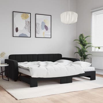 vidaXL Slaapbank onderschuifbed en matrassen 90x190 cm, Verzenden, Nieuw