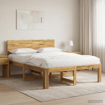 vidaXL Tweepersoonsbed met hoofdbord ROSTOCK Witgewassen 120, Huis en Inrichting, Verzenden, Nieuw