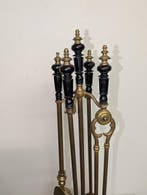 Accessoire de cheminée (5) - Laiton, Bois, Fonte - Ensemble