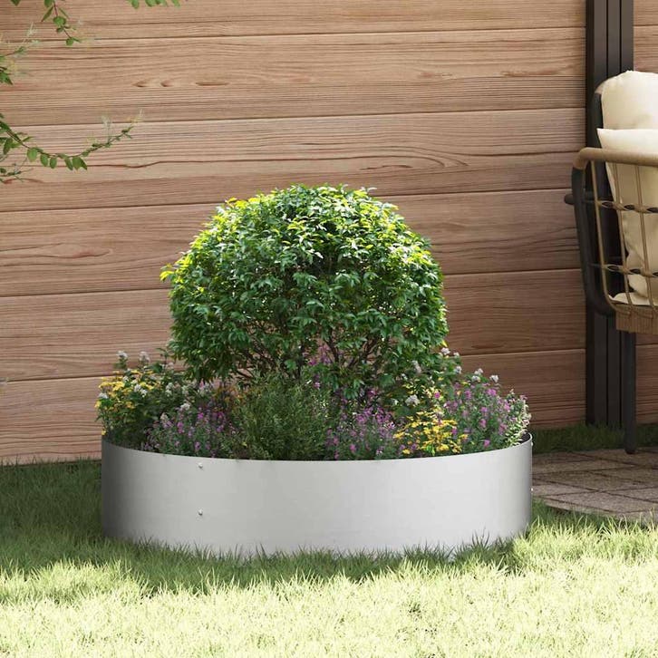 vidaXL Plantenring Zilver 80 x 80 x 20 cm Gegevens staal, Tuin en Terras, Bloempotten, Nieuw, Verzenden