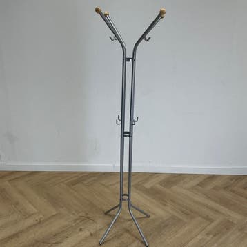 Kapstok vv 12 haken (hxbxd) 174x58x58 cm,  zilvergrijs, Gebruikt, Bureau