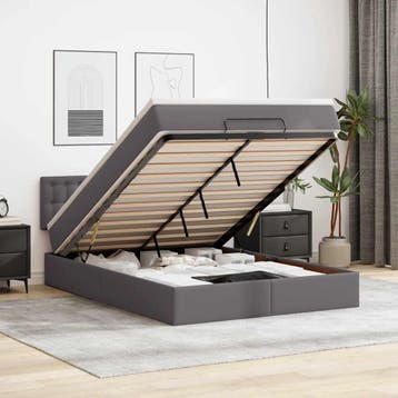 vidaXL Bed poef met matrassen en LEDs 140x200cm kunstleer, Verzenden
