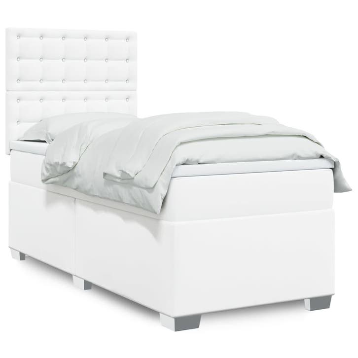 vidaXL Boxspring met matras kunstleer wit 90x200 cm, Huis en Inrichting, Slaapkamer | Bedden, Nieuw, Verzenden