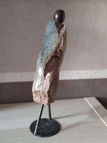 Coster Mkoki - sculptuur, Marche - 30 cm - Steen, Metaal -, Antiek en Kunst