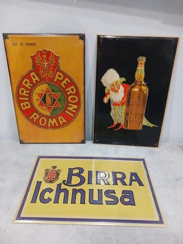 Insegne Birre Italiane - Peroni, Menabrea ed Ichnusa -