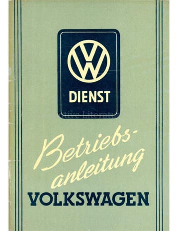 1952 VOLKSWAGEN KEVER INSTRUCTIEBOEKJE DUITS