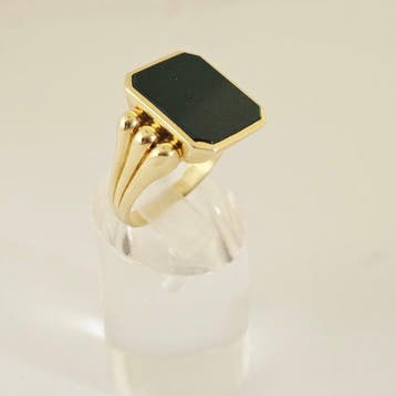 Chevalière - 14 carats Or jaune - héliotrope, Handtassen en Accessoires, Antieke sieraden