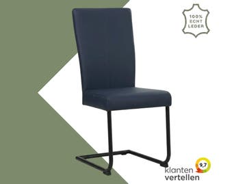 Leren eetkamerstoel Dry - Toledo Kobalt (blauw) - Sledepoot, Huis en Inrichting, Stoelen, Blauw, Nieuw, Leer, Ophalen of Verzenden