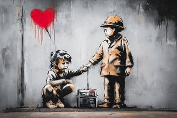 Mrs Art Prime - Love Is the Only Currency in Banksy Style
