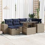 vidaXL 7-delige Loungeset met kussens poly rattan acacia, Verzenden, Nieuw, Loungeset