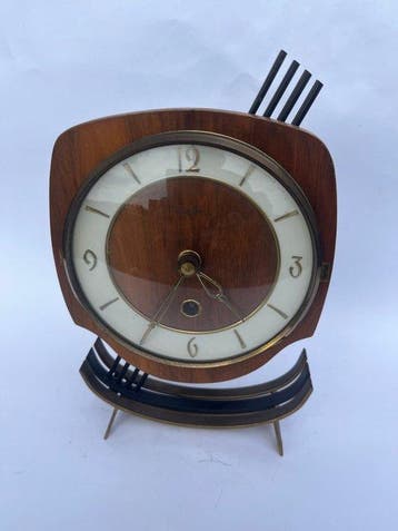 Pendule - Orfac Mid-century modern Hout en Messing -, Antiek en Kunst
