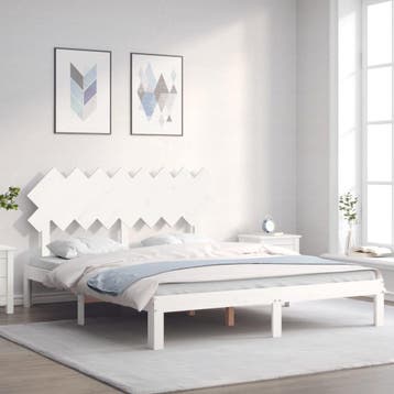 vidaXL Bedframe zonder matras massief grenenhout wit 160x200, Verzenden