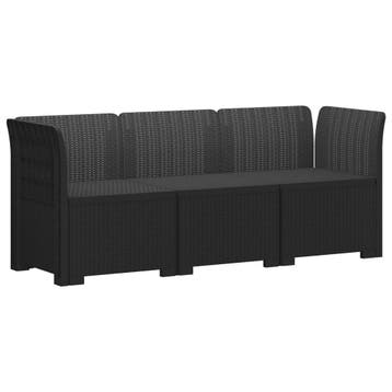 vidaXL 3-Zits Tuinbank Rattan Look PP Antraciet, Verzenden