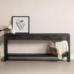 Mangohout Sidetable Britt 180 Zwart, Huis en Inrichting, Verzenden, Nieuw, Overige houtsoorten, Industriële meubels