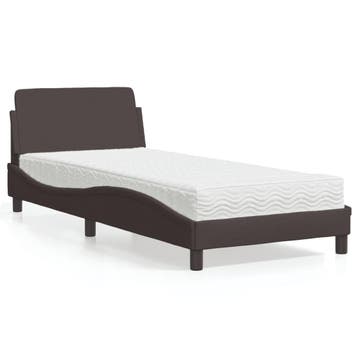 vidaXL Bed met matras Dover stof donkerbruin 80x200 cm, Verzenden, Nieuw