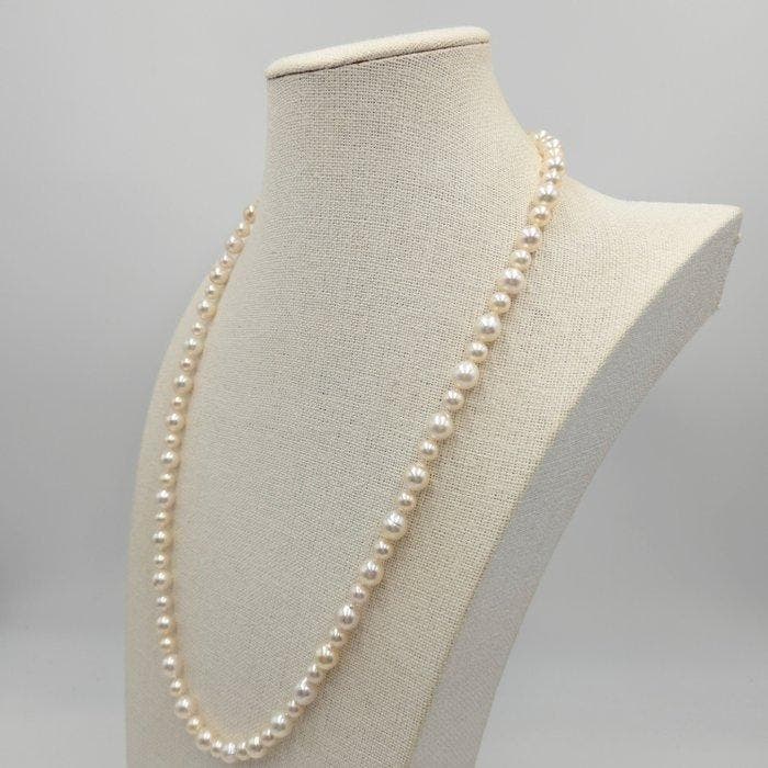 Halsketting Zilver Parel - Akoya 8,5 mm 26 inch, Bijoux, Sacs & Beauté, Colliers