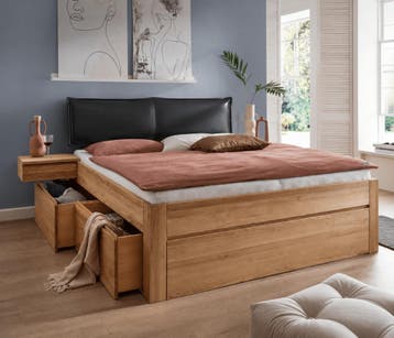 Forestales Oaklyn Massief Eiken Houten Bed met Lades 45CM -, Nieuw