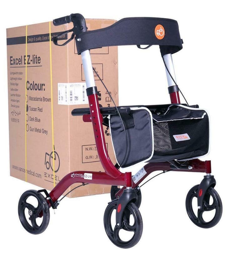 Rollator Excel Caremart EZ-Lite Tuscan Red (Nieuw), Diversen, Rollators, Nieuw, Lichtgewicht, Opvouwbaar, Ophalen of Verzenden