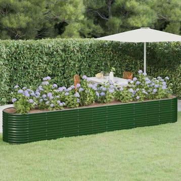 vidaXL Plantenbak 440x80x68 cm gegalvaniseerd staal groen, Verzenden, Nieuw