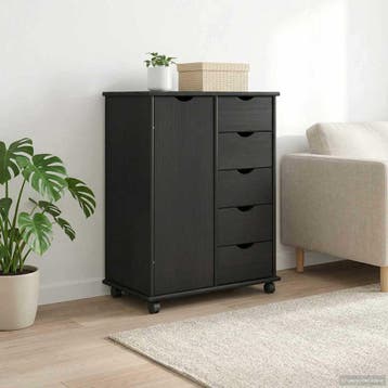 vidaXL Rollende kast 63,5 x 39 x 79 cm Massief vurenhout, Huis en Inrichting, Kasten | Overige, Verzenden, Nieuw