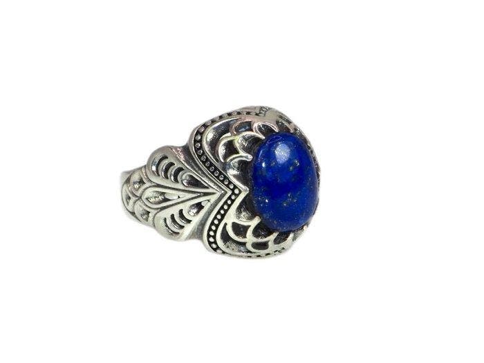 Lapis lazuli - Zilver - Ring, Antiek en Kunst, Kunst | Niet-Westerse kunst