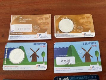 Nederland. 5 Euro 2013/2019 Eerste Dag Uitgifte (4 stuks)