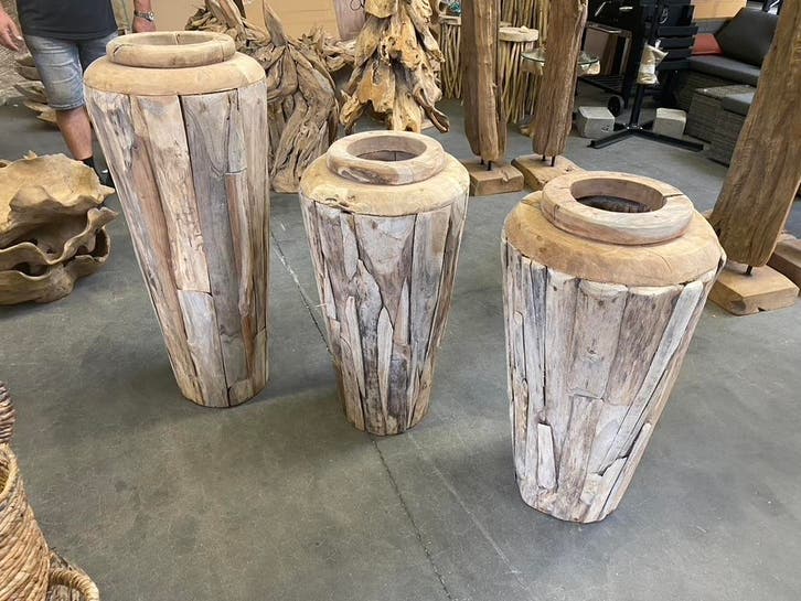 Pot uit teakhout, diverse afmetingen, Tuin en Terras, Bloempotten, Nieuw