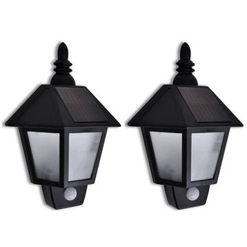 vidaXL Wandlamp solar met bewegingsensor 2 st, Tuin en Terras, Verzenden, Nieuw