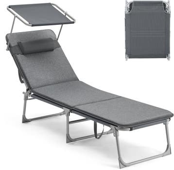 Ligstoel met dik kussen - loungebed - verstelbare, Tuin en Terras, Verzenden, Nieuw