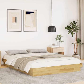 vidaXL Bedframe zonder matras 150x200 cm massief hout eiken, Verzenden