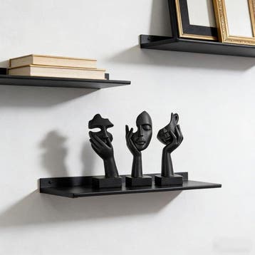 sculptuur, Contemporary Abstract Face Figurines – 3 Piece