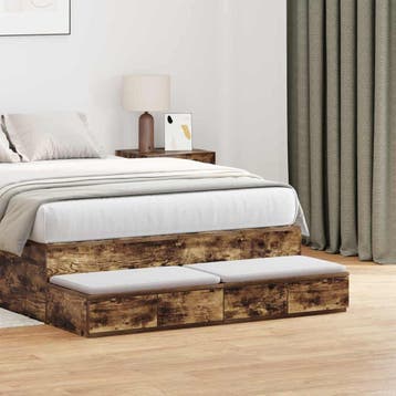 vidaXL Bedlades Rook Eiken 120 x 36,5 x 16,5 cm Bewerkt hout, Verzenden, Nieuw