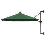 vidaXL Wandparasol met LEDs 300 cm groen, Verzenden