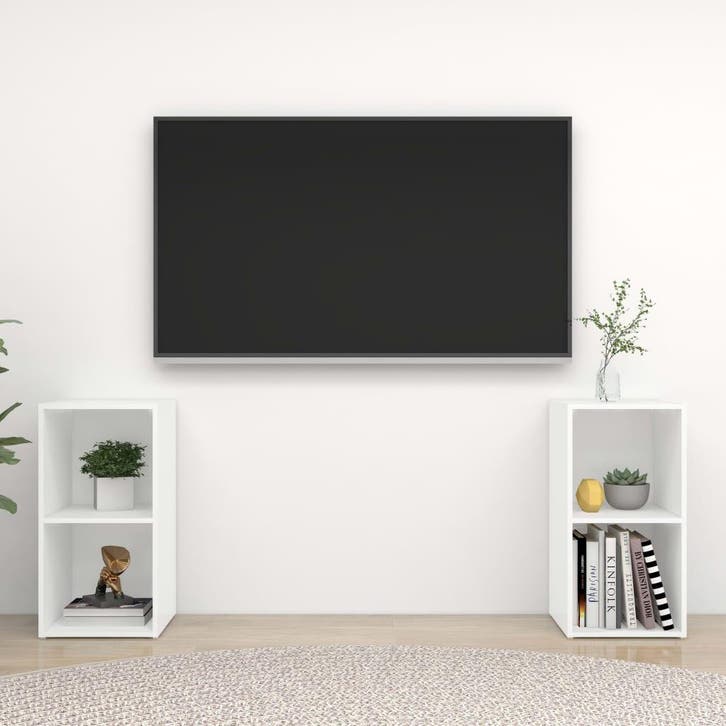 vidaXL Tv-meubelen 2 st 72x35x36,5 cm bewerkt hout wit, Maison & Meubles, Armoires | Mobilier de télévision, Envoi