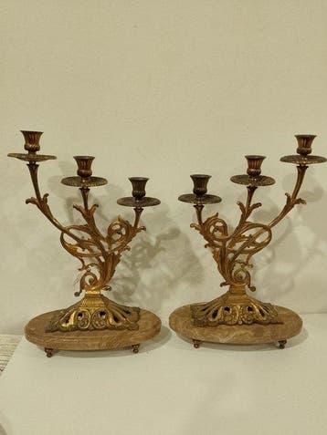 Candélabre (2) - Marbre, Bronze