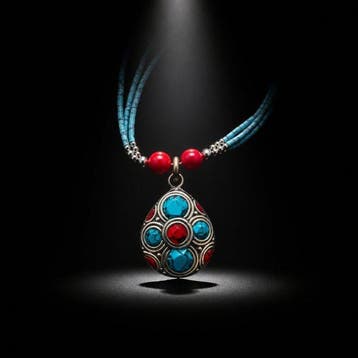 turkoois - howliet - koraal - vintage Tibetaans zilver -