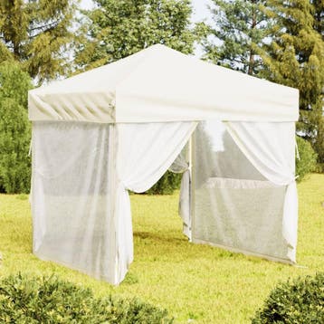 vidaXL Partytent inklapbaar met zijwanden 2x2 m crèmekleurig, Verzenden