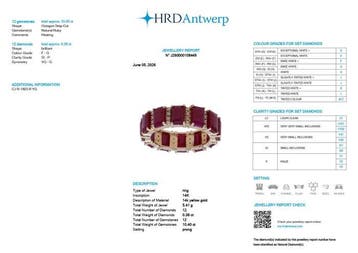 Eeuwigheidsring - 14 karaat Geel goud - 10.78ct. tw. Robijn