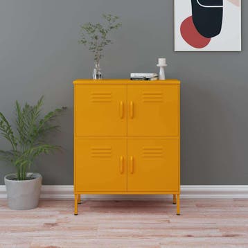 vidaXL Opbergkast 80x35x101,5 cm staal mosterdgeel, Verzenden