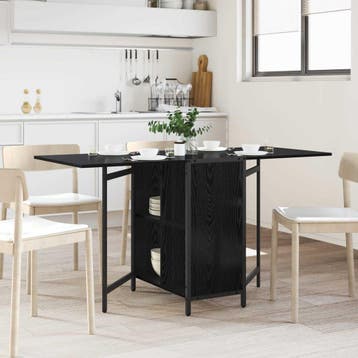 vidaXL Eettafel 144 x 60 x 75 cm Bewerkt hout Zwart eiken, Huis en Inrichting, Tafels | Eettafels, Verzenden, Nieuw