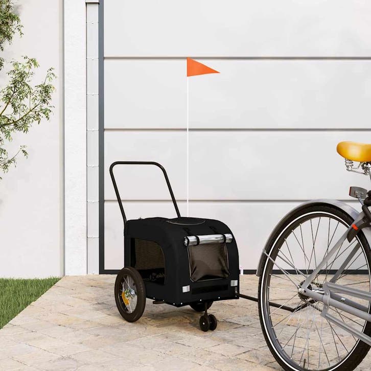 vidaXL Fietskar voor huisdieren met opslag Zwart 125 x 53 x, Animaux & Accessoires, Autres accessoires pour animaux, Envoi