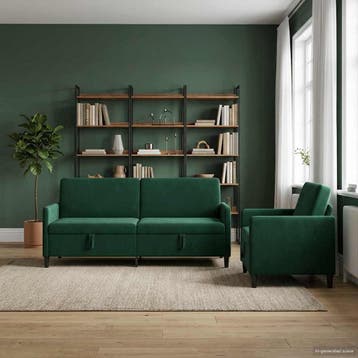 vidaXL Sofa Set Met Opslag 2 st Donkergroen Polyester, Huis en Inrichting, Verzenden, Nieuw