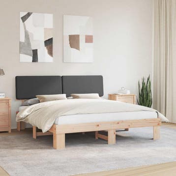 vidaXL Bedframe met Gevoerde Hoofdbord Donkergrijs 180 x 200, Verzenden, Nieuw