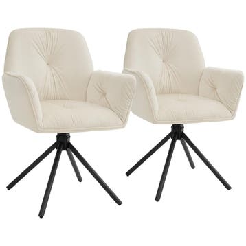 tectake Draaibare fauteuil Lenia, gestoffeerd - Fluweel crèm, Verzenden