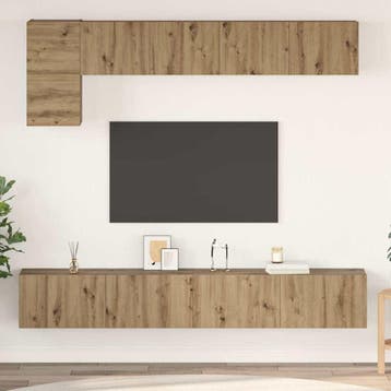 vidaXL Tv-meubelset 5 st Artisan Eiken Bewerkt hout, Verzenden, Nieuw