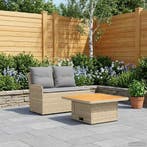 vidaXL Tuin Armleuning Sofa met Opklapbare Tafel 2 Stuk PE, Verzenden